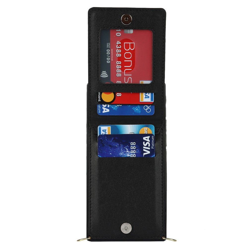 Detachable Lanyard PU Leather Coated TPU Hybrid Case Vertical Flip Kickstand Phone Shell for iPhone 12 mini