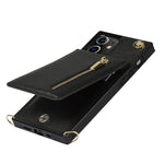 Detachable Lanyard PU Leather Coated TPU Hybrid Case Vertical Flip Kickstand Phone Shell for iPhone 12 mini