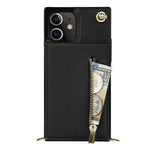 Detachable Lanyard PU Leather Coated TPU Hybrid Case Vertical Flip Kickstand Phone Shell for iPhone 12 mini