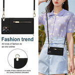 Detachable Lanyard PU Leather Coated TPU Hybrid Case Vertical Flip Kickstand Phone Shell for iPhone 12 mini
