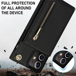 Detachable Lanyard PU Leather Coated TPU Hybrid Case Vertical Flip Kickstand Phone Shell for iPhone 12 mini