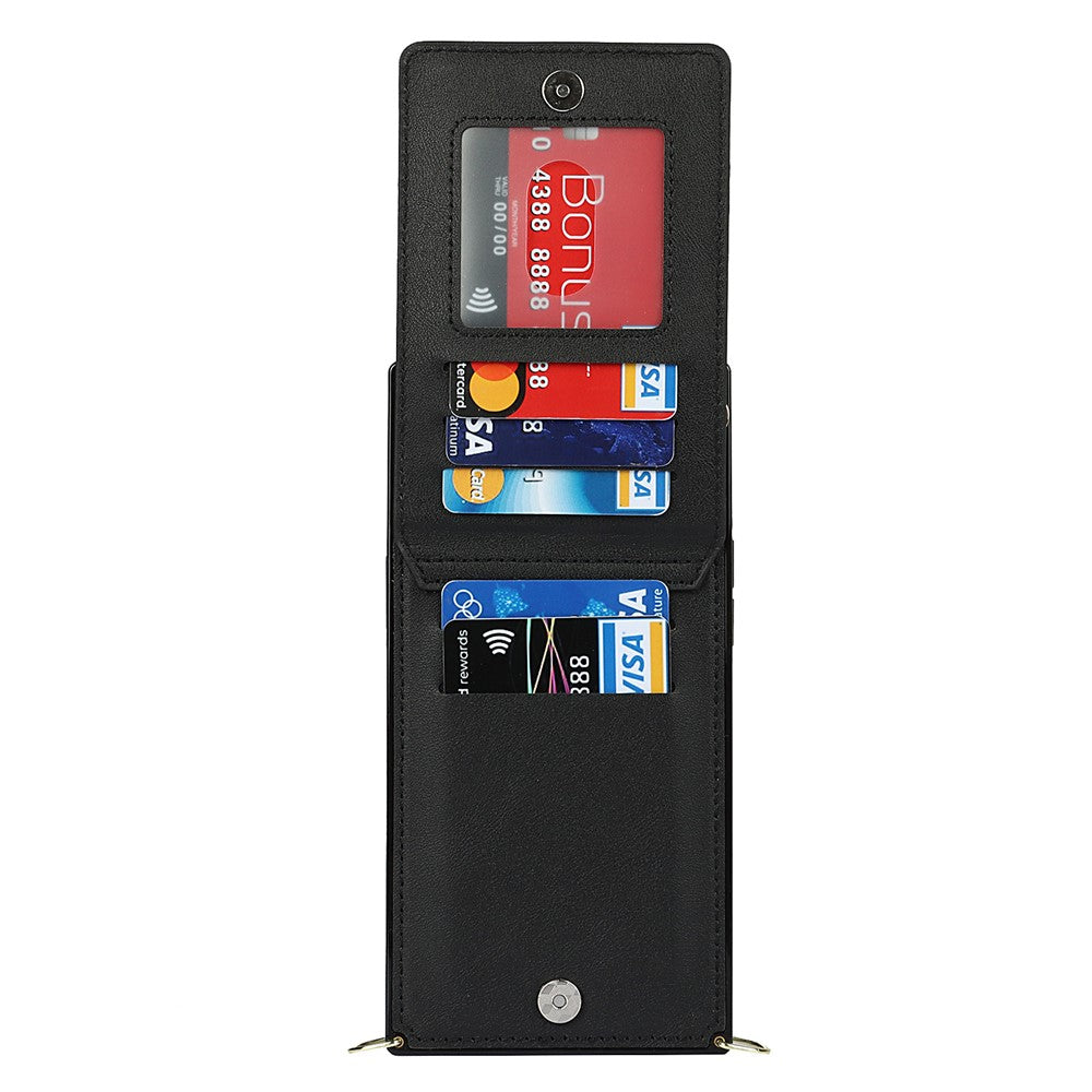 Shockproof Kickstand Design PU Leather Coated TPU Hybrid Case Phone Shell with Lanyard for iPhone 12 / 12 Pro