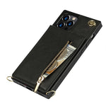 Shockproof Kickstand Design PU Leather Coated TPU Hybrid Case Phone Shell with Lanyard for iPhone 12 / 12 Pro