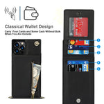Shockproof Kickstand Design PU Leather Coated TPU Hybrid Case Phone Shell with Lanyard for iPhone 12 / 12 Pro