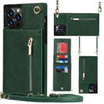 Shockproof Kickstand Design PU Leather Coated TPU Hybrid Case Phone Shell with Lanyard for iPhone 12 / 12 Pro