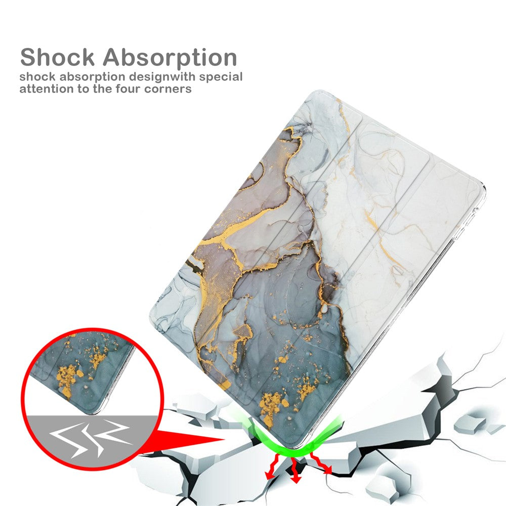 Pattern Printing Tri-fold Stand PU Leather Cover + Clear TPU Back Panel Tablet Shell Cover for iPad 10.2 (2021)/(2020)/(2019)