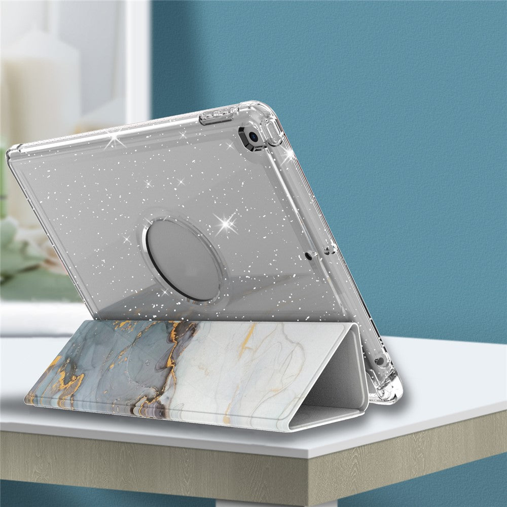 Pattern Printing Tri-fold Stand PU Leather Cover + Clear TPU Back Panel Tablet Shell Cover for iPad 10.2 (2021)/(2020)/(2019)