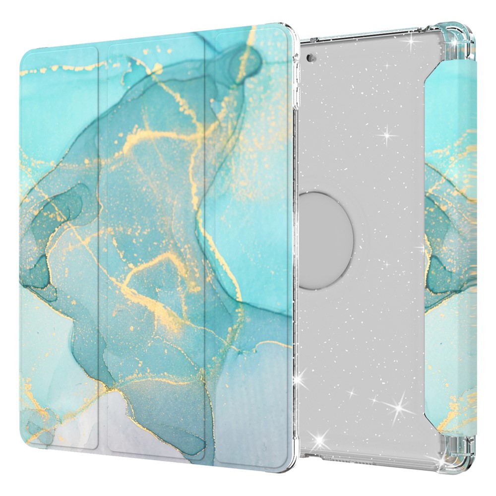 Pattern Printing Tri-fold Stand PU Leather Cover + Clear TPU Back Panel Tablet Shell Cover for iPad 10.2 (2021)/(2020)/(2019)