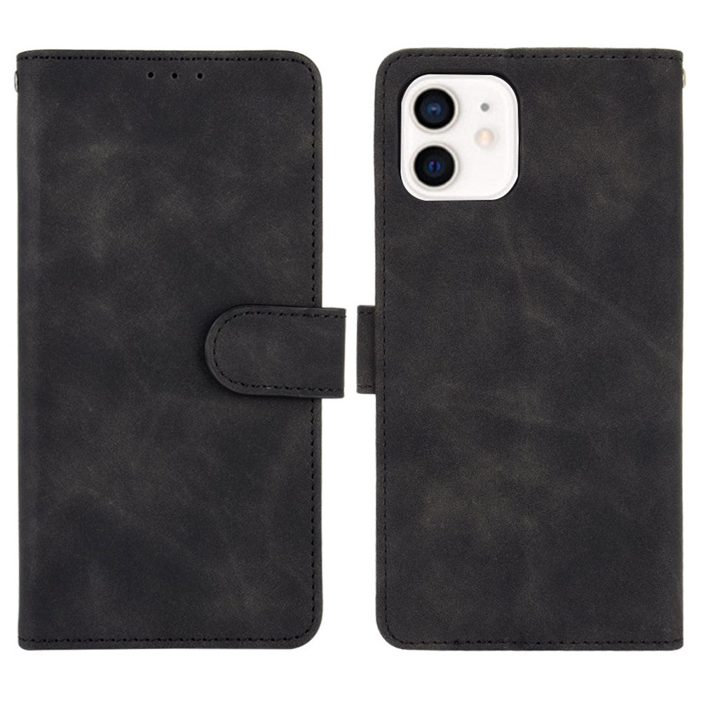 Skin-touch PU Leather Soft Anti-Slip Scratch Resistant Full Body Protective Stand Cover for iPhone 13 mini 5.4 inch