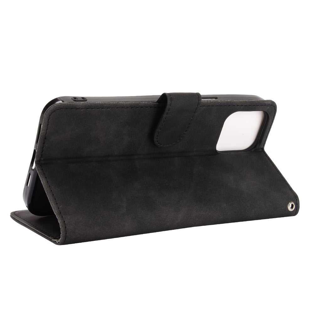 Skin-touch PU Leather Soft Anti-Slip Scratch Resistant Full Body Protective Stand Cover for iPhone 13 mini 5.4 inch
