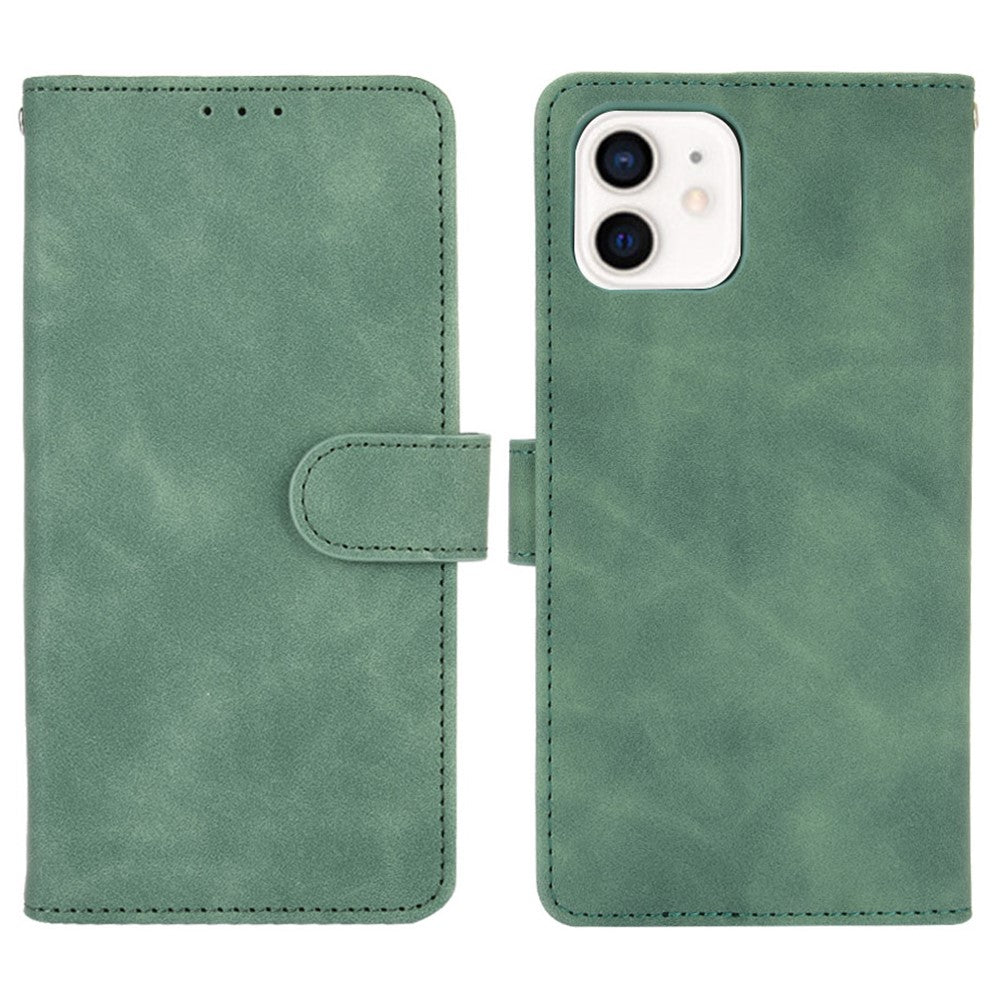 Skin-touch PU Leather Soft Anti-Slip Scratch Resistant Full Body Protective Stand Cover for iPhone 13 mini 5.4 inch