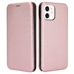 Premium Fiber High-Grade Carbon Style Magnetic Adsorption Leather Case with Ring Strap for iPhone 13 mini 5.4 inch
