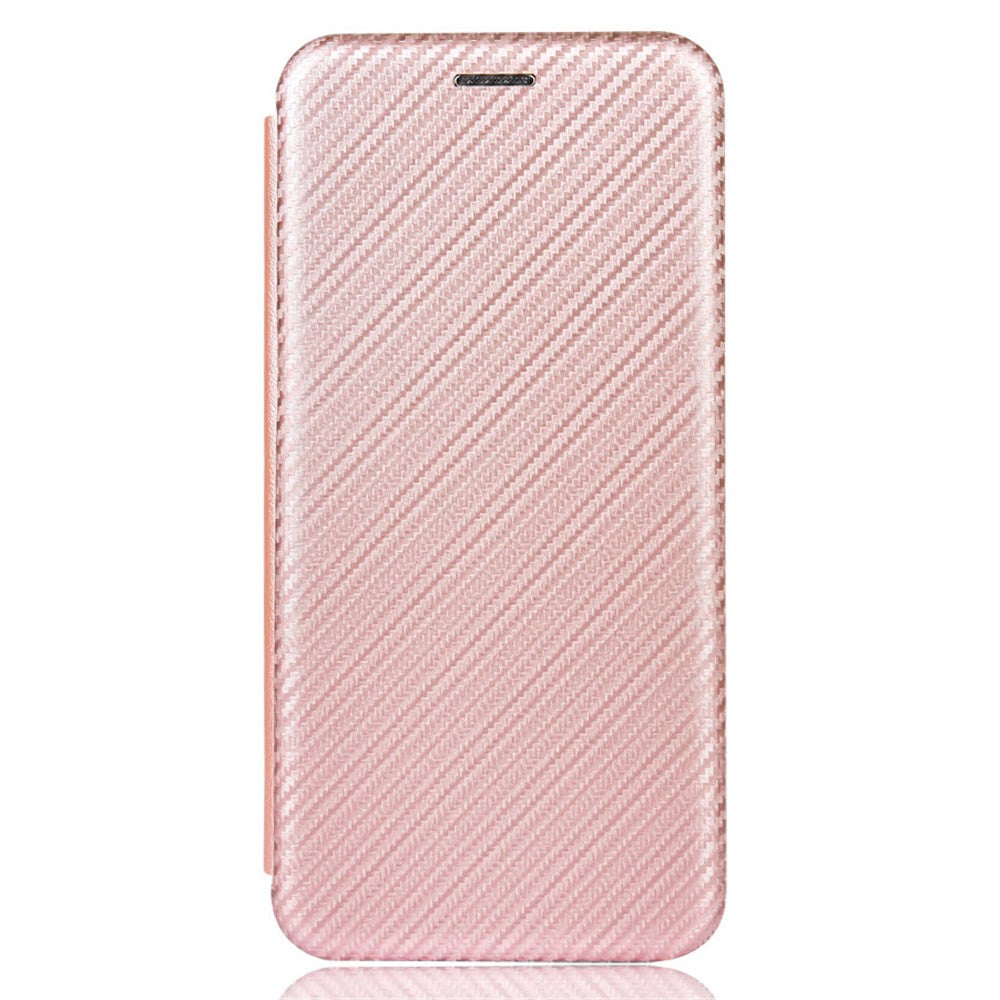 Premium Fiber High-Grade Carbon Style Magnetic Adsorption Leather Case with Ring Strap for iPhone 13 mini 5.4 inch