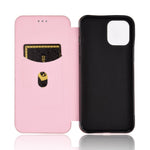 Premium Fiber High-Grade Carbon Style Magnetic Adsorption Leather Case with Ring Strap for iPhone 13 mini 5.4 inch