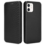 Premium Fiber High-Grade Carbon Style Magnetic Adsorption Leather Case with Ring Strap for iPhone 13 mini 5.4 inch