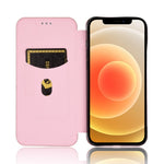 Blød Berøring Robust Holdbart Kulfiber Fingeraftryksresistent Magnetisk Læderetui med Ringrem til iPhone 13 6.1 tommer