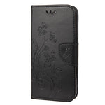 Velbeskyttet pung i læderlook med sommerfugleblomst-aftryk og stander til iPhone 13 6,1"