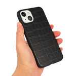 Crocodile Skin Genuine Leather Coated PC + TPU Combo Phone Back Case for iPhone 13 mini 5.4 inch