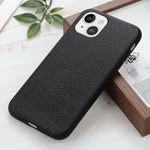 Litchi Skin PC + TPU Combo Genuine Leather Coated Back Shell for iPhone 13 6.1 inch