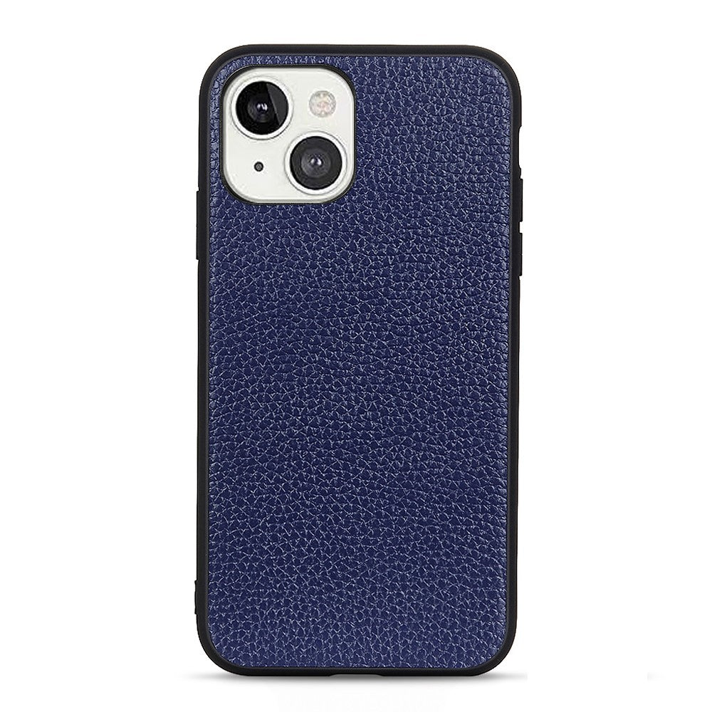 Litchi Skin PC + TPU Combo Genuine Leather Coated Back Shell for iPhone 13 6.1 inch