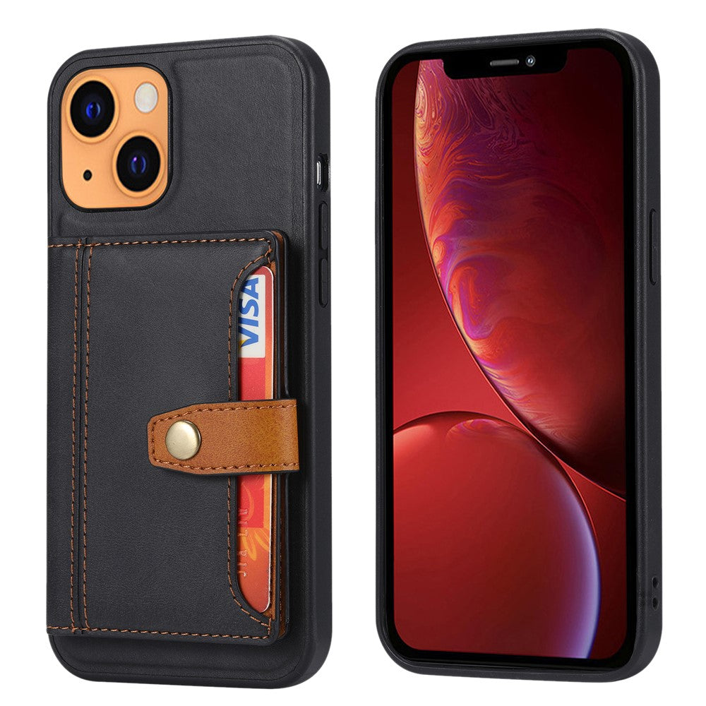 Card Slots + Kickstand Design PU Leather Coated TPU Case Phone Shell for iPhone 13 6.1 inch