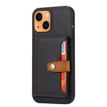Card Slots + Kickstand Design PU Leather Coated TPU Case Phone Shell for iPhone 13 6.1 inch