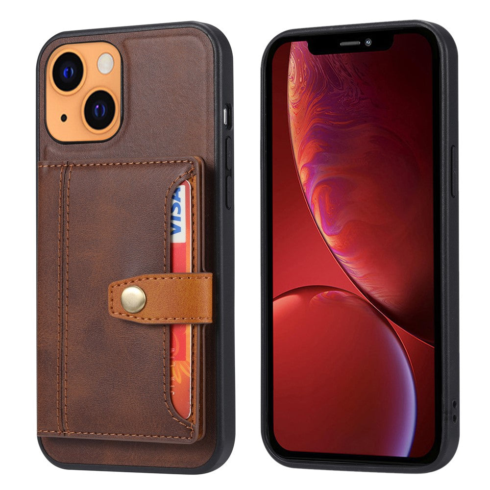 Card Slots + Kickstand Design PU Leather Coated TPU Case Phone Shell for iPhone 13 6.1 inch