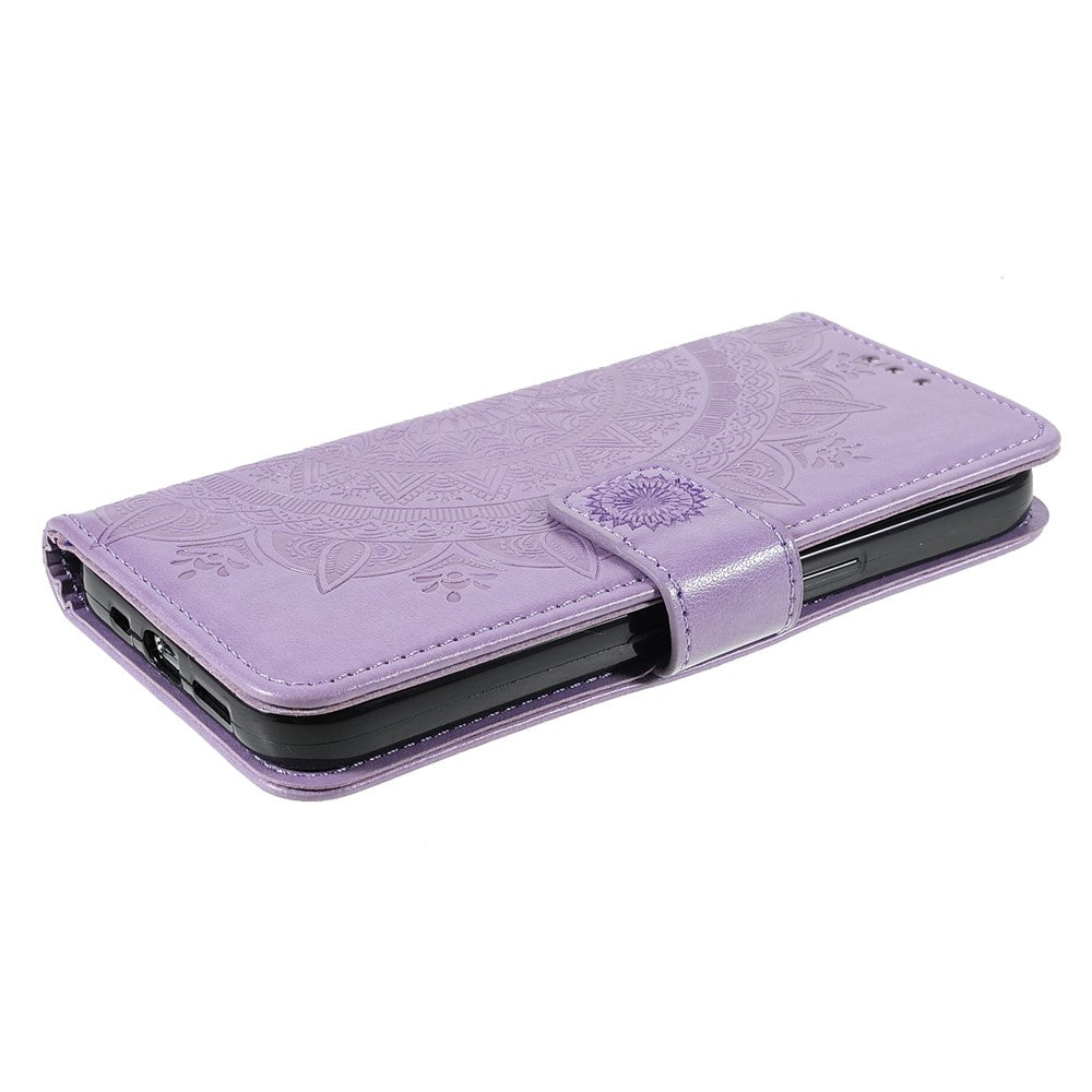 Mandala Totem Pattern Imprinted PU Leather Wallet Magnetic Flip Cover with Hand Strap for iPhone 13 Pro 6.1 inch