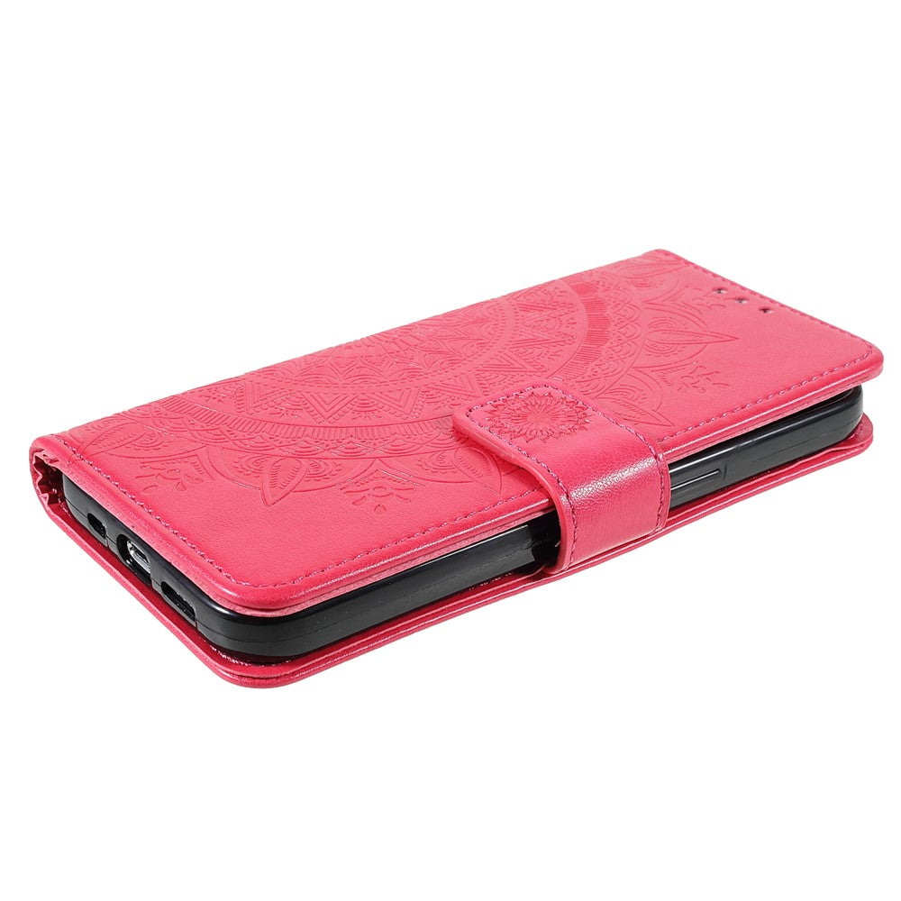 Anti-Scratch Imprinted Mandala Totem Pattern Leather Wallet Flip Protective Case Cover with Strap for iPhone 13 Pro Max 6.7 inch