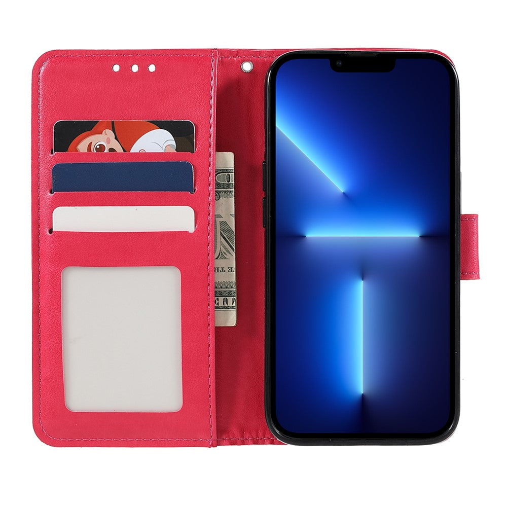 Anti-Scratch Imprinted Mandala Totem Pattern Leather Wallet Flip Protective Case Cover with Strap for iPhone 13 Pro Max 6.7 inch