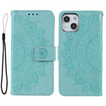 Stylish Imprinted Mandala Totem Pattern PU Leather Shockproof Flip Magnetic Case with Strap for iPhone 13 6.1 inch