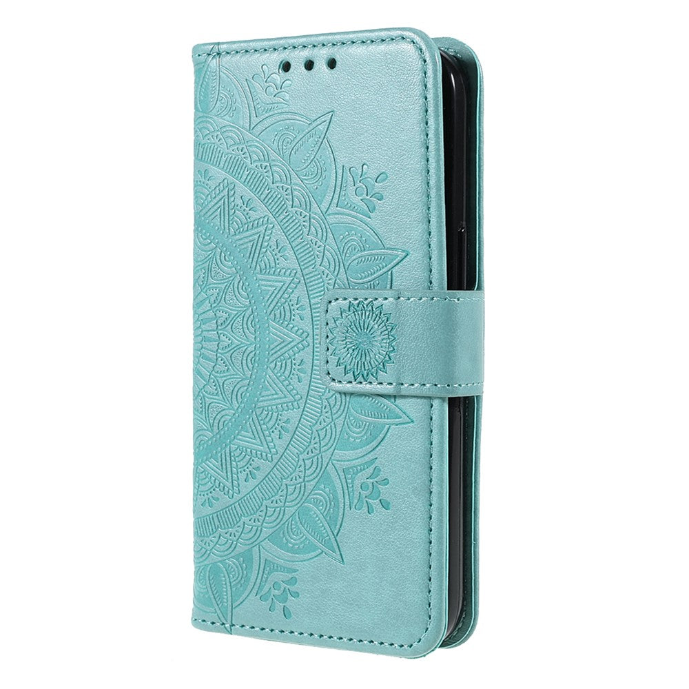 Stylish Imprinted Mandala Totem Pattern PU Leather Shockproof Flip Magnetic Case with Strap for iPhone 13 6.1 inch