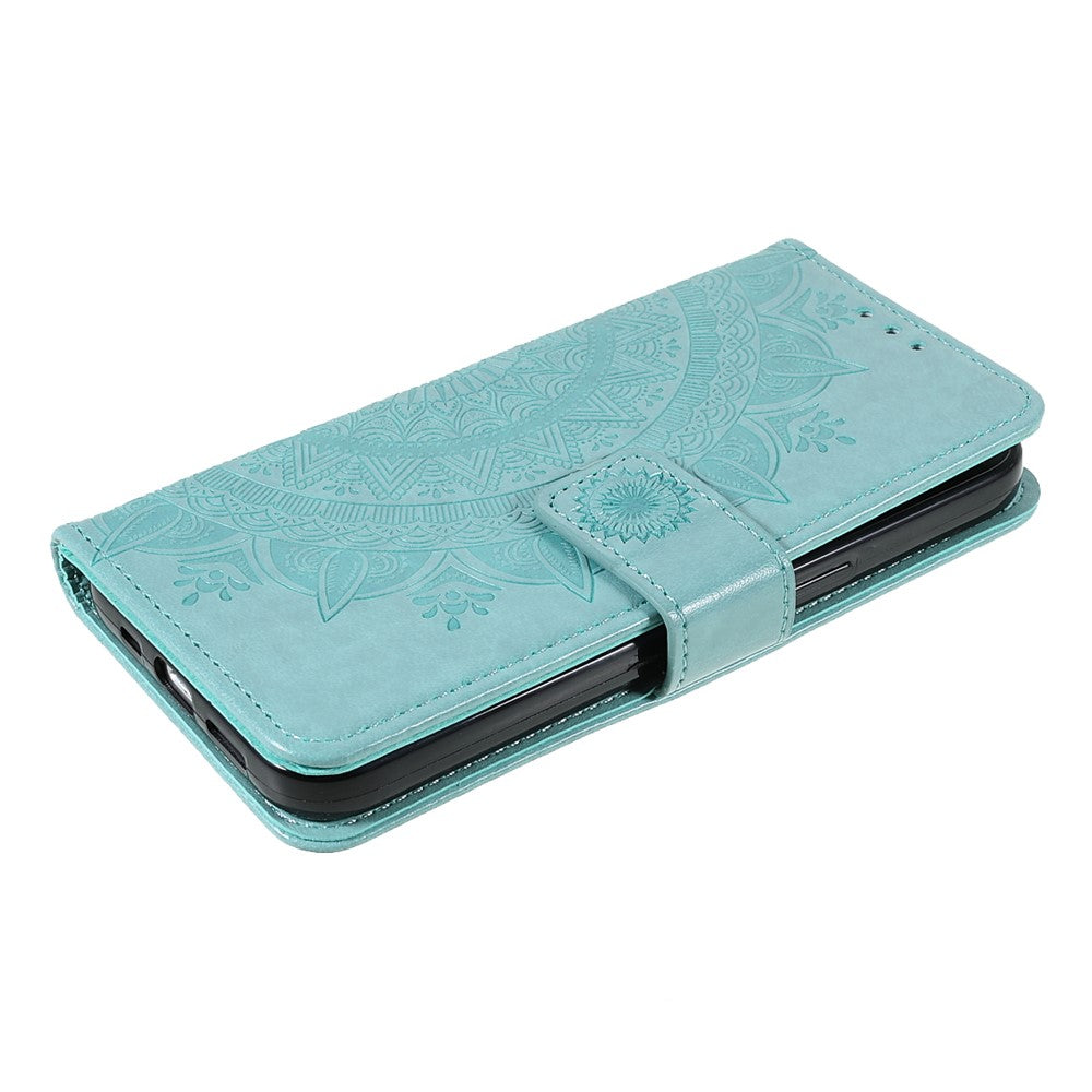 Stylish Imprinted Mandala Totem Pattern PU Leather Shockproof Flip Magnetic Case with Strap for iPhone 13 6.1 inch