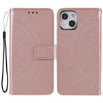 Stylish Imprinted Mandala Totem Pattern PU Leather Shockproof Flip Magnetic Case with Strap for iPhone 13 6.1 inch