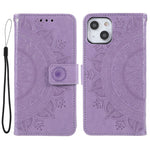 Stylish Imprinted Mandala Totem Pattern PU Leather Shockproof Flip Magnetic Case with Strap for iPhone 13 6.1 inch