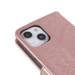 Imprinted Mandala Totem Pattern PU Leather Wallet Cover Slim Magnetic Shockproof Flip Case with Strap for iPhone 13 mini 5.4 inch