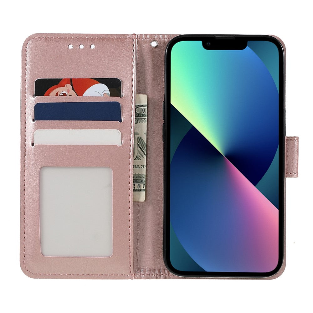 Imprinted Mandala Totem Pattern PU Leather Wallet Cover Slim Magnetic Shockproof Flip Case with Strap for iPhone 13 mini 5.4 inch