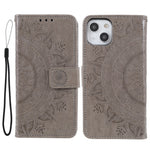 Imprinted Mandala Totem Pattern PU Leather Wallet Cover Slim Magnetic Shockproof Flip Case with Strap for iPhone 13 mini 5.4 inch
