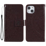 Imprinted Mandala Totem Pattern PU Leather Wallet Cover Slim Magnetic Shockproof Flip Case with Strap for iPhone 13 mini 5.4 inch