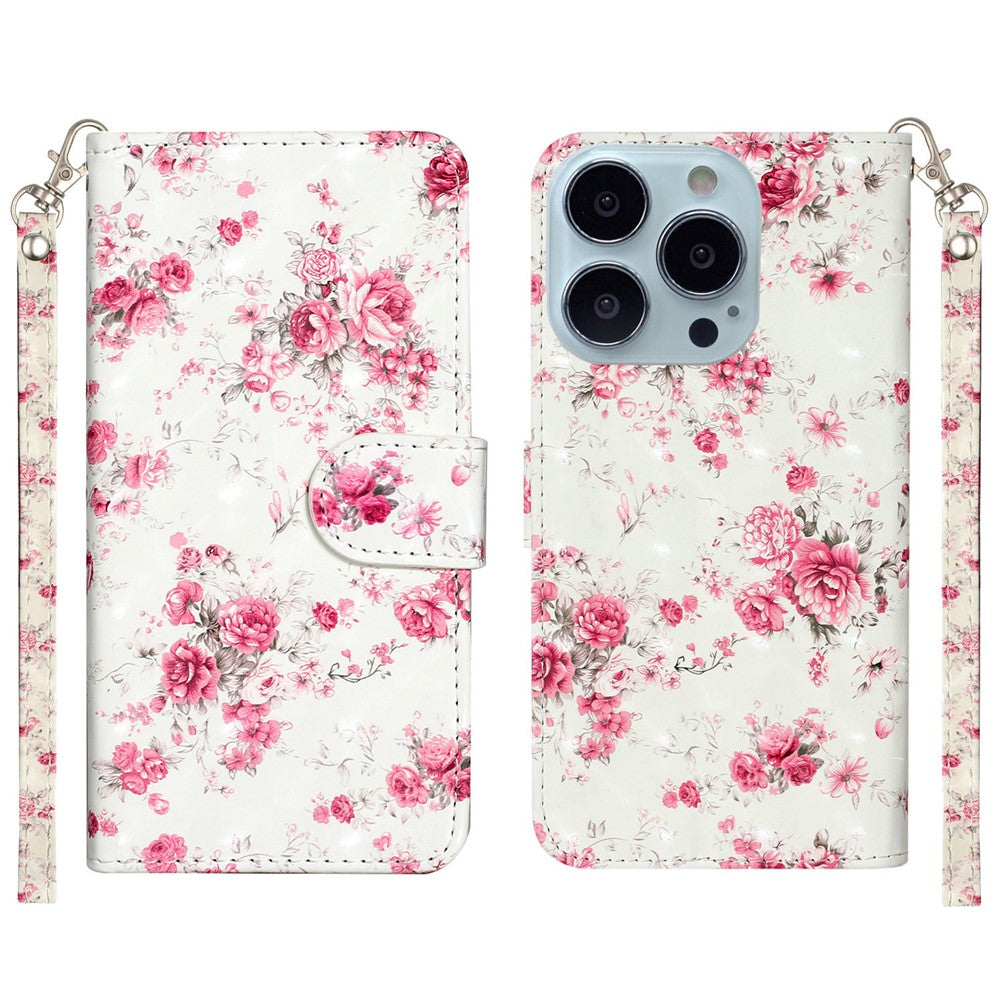 Fallskyddande mönstertryckt plånboksfodral i läder för iPhone 13 Pro Max 6,7 tum