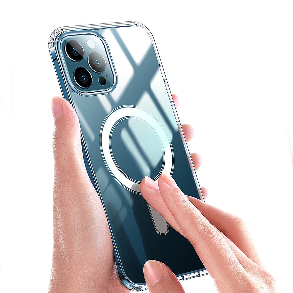 Transparent Magnetic Hard Acrylic + Thickened TPU Frame Combo Hybrid Cover for iPhone 13 mini 5.4 inch