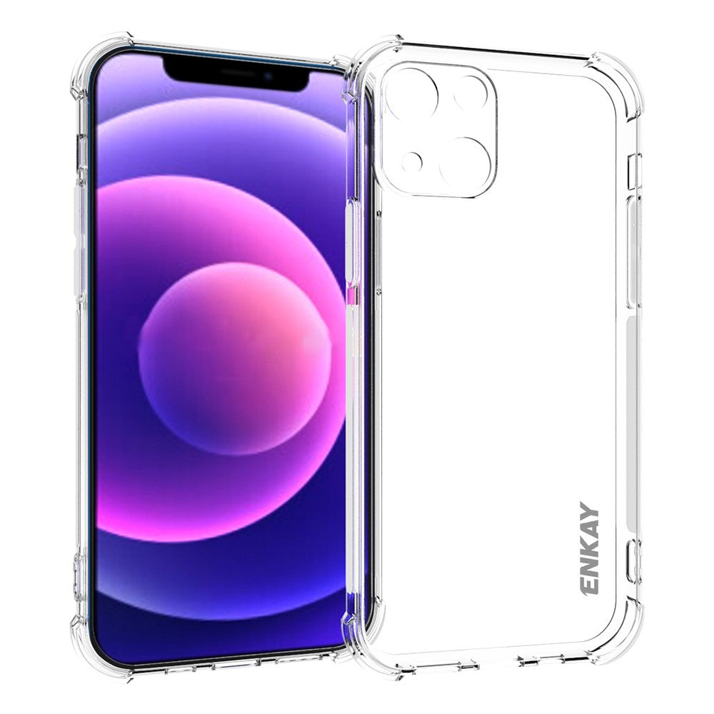 ENKAY HAT PRINCE Fleksibelt gennemsigtigt TPU-cover med skridsikker stribe på siden til iPhone 13 mini 5,4 tommer