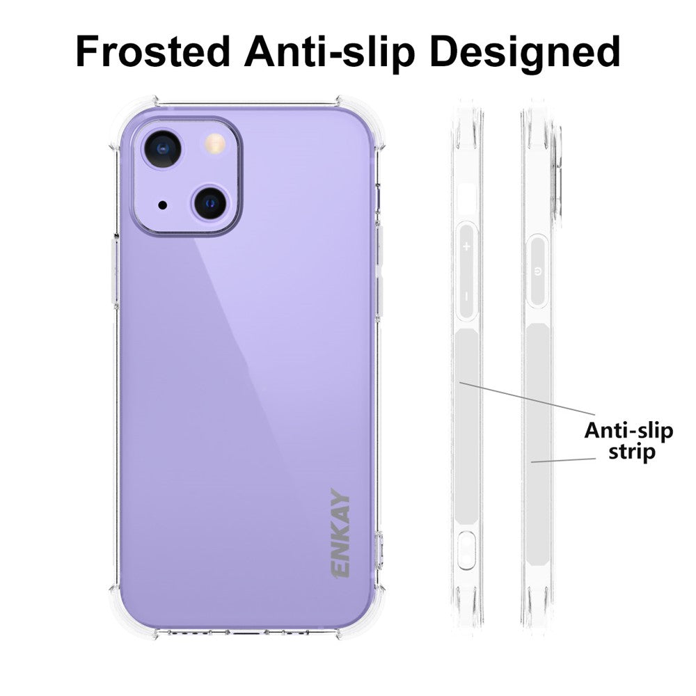 ENKAY HAT PRINCE Flexible Transparent TPU Cover Case with Anti-slip Strip on the Side for iPhone 13 mini 5.4 inch