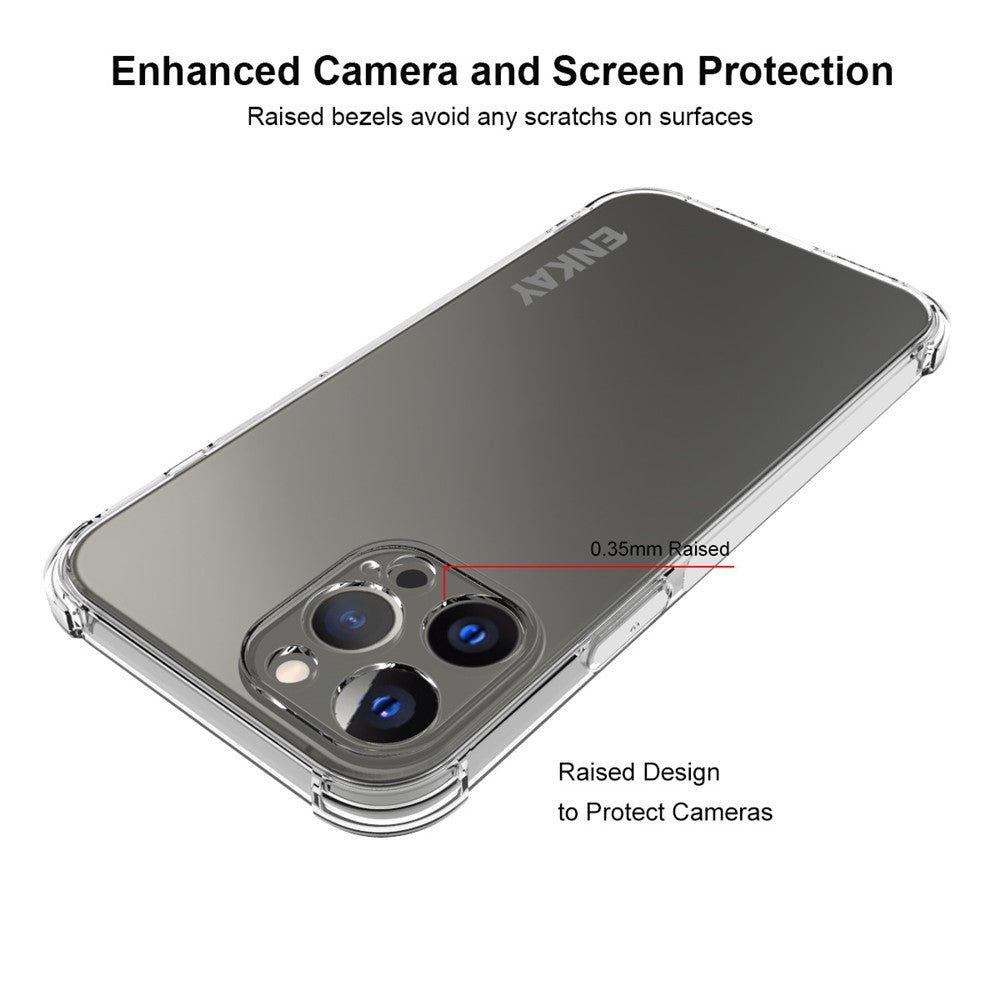ENKAY HAT PRINCE Anti-Drop Ultra Clear TPU-skal med halkfri remsa på sidan för iPhone 13 Pro Max 6,7 tum