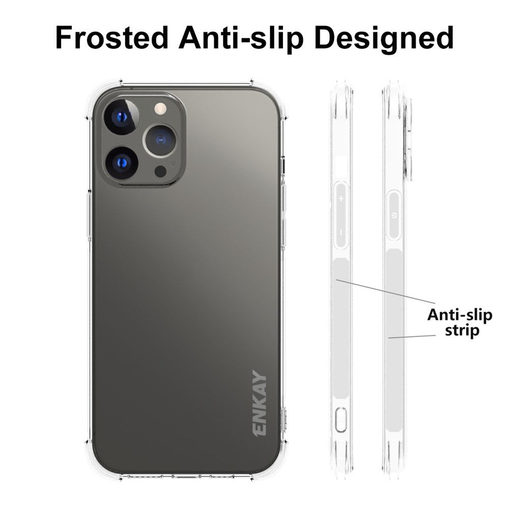 ENKAY HAT PRINCE Anti-Drop Ultra Clear TPU-skal med halkfri remsa på sidan för iPhone 13 Pro Max 6,7 tum
