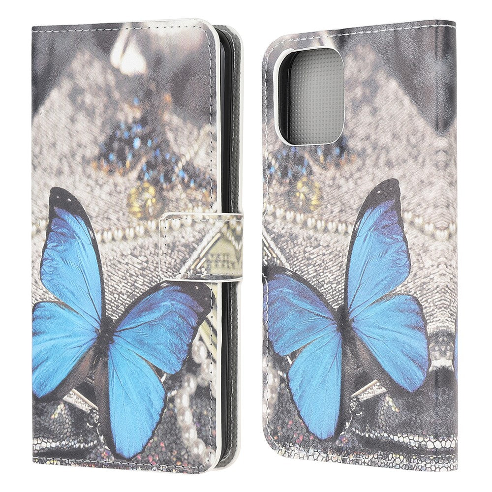 Stand Flip Mønsterprint Design Blødt PU Læder Magnetisk Lukning Pung Etui til iPhone 13 mini 5.4 tommer