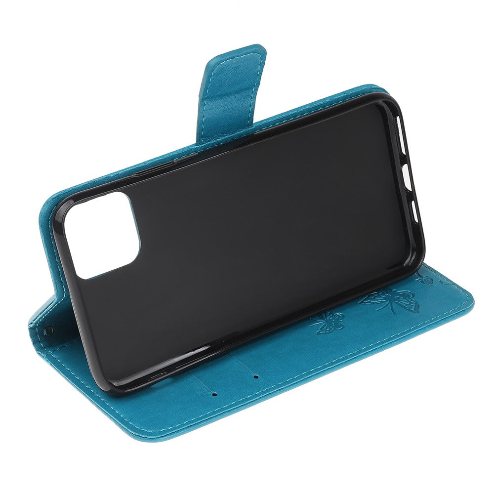 Præget sommerfugleblomst læderetui med stander og pung til iPhone 13 mini 5.4 tommer