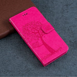 Wallet Stand Leather Case with Owl and Tree Imprinted for iPhone 13 mini 5.4 inch
