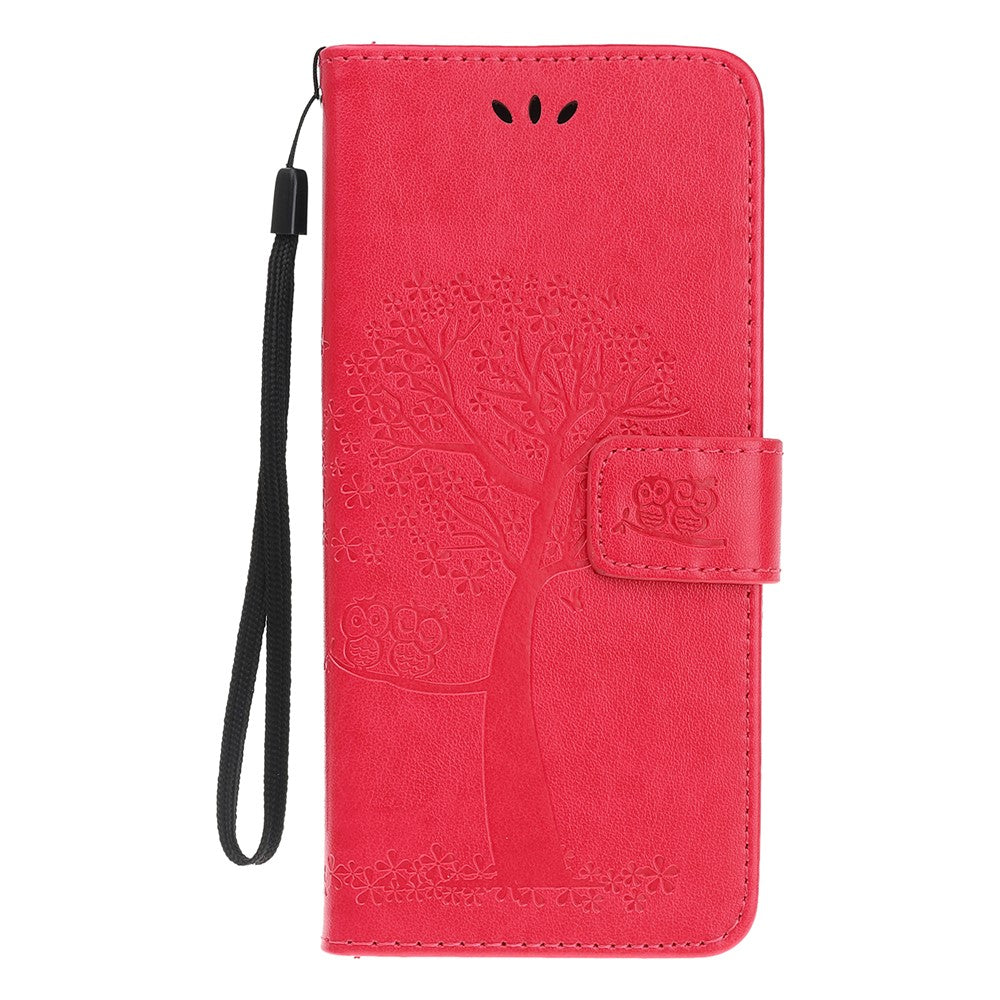 Wallet Stand Leather Case with Owl and Tree Imprinted for iPhone 13 mini 5.4 inch