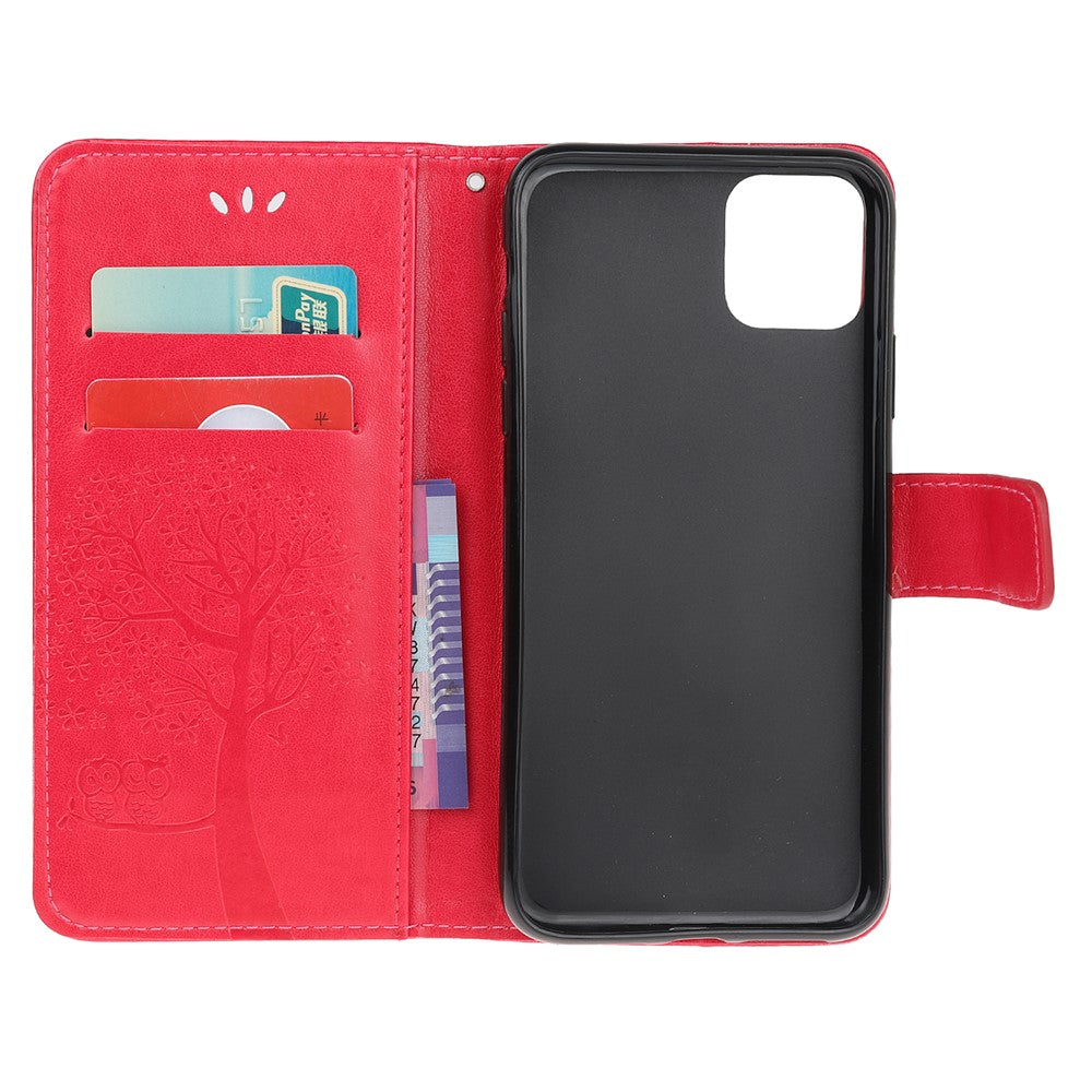 Wallet Stand Leather Case with Owl and Tree Imprinted for iPhone 13 mini 5.4 inch